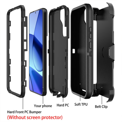 Shockproof Robot Armor Hard Plastic Case Cover with Belt Clip for Samsung Galaxy S25 FE / S26 FE-Black | Crazyparts